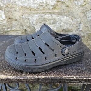 Boys Sz 1 Kids Black Clogs Slip On‎ Shoes Rugged Shark